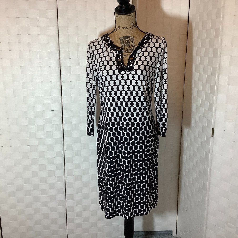 Chicos jeweled black, white polka dot dress size 0